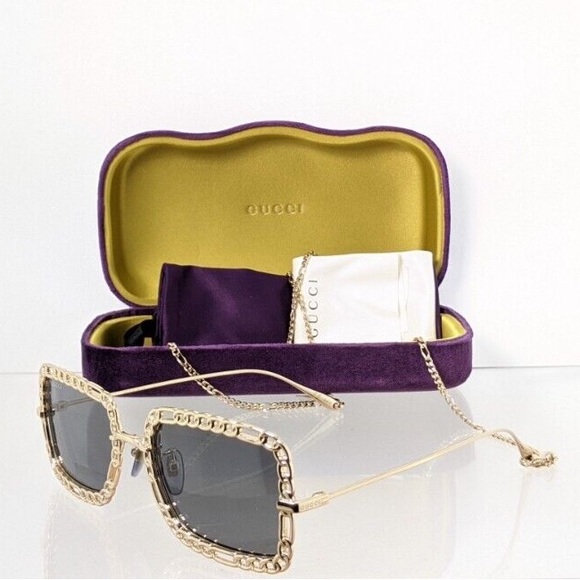 NWT GUCCI 54MM Rectangle Sunglasses Chain-Embellished Sunglasses - Picture 1 of 16